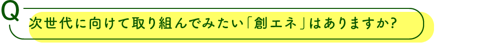 次世代に向けて取り組んでみたい「創エネ」はありますか?